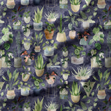 PREORDER - Houseplants - Navy - Organic Cotton/Spandex Euro Knit Jersey