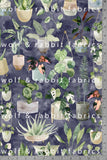 PREORDER - Houseplants - Navy - Organic Cotton/Spandex Euro Knit Jersey