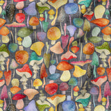 Watercolor Mushrooms - Organic Cotton/Spandex Euro Knit Jersey