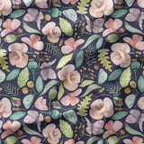 Poppies & Ladybugs - Dark Blue - Organic Cotton/Spandex Euro Knit Jersey