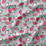 Strawberries - Mint - Organic Cotton/Spandex Euro Knit Jersey