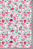 Strawberries - Mint - Organic Cotton/Spandex Euro Knit Jersey