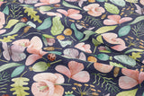 Poppies & Ladybugs - Dark Blue - Organic Cotton/Spandex Euro Knit Jersey
